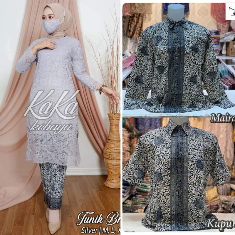 Couple Kebaya Tunik Kurung Brokat / Kebaya Couple / Kebaya Jumbo / Kemeja Batik