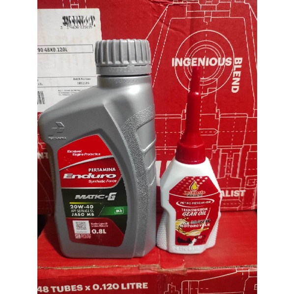 paket oli matic Pertamina Enduro g 800 ml + oli gear petroasia 120 100% orifginal