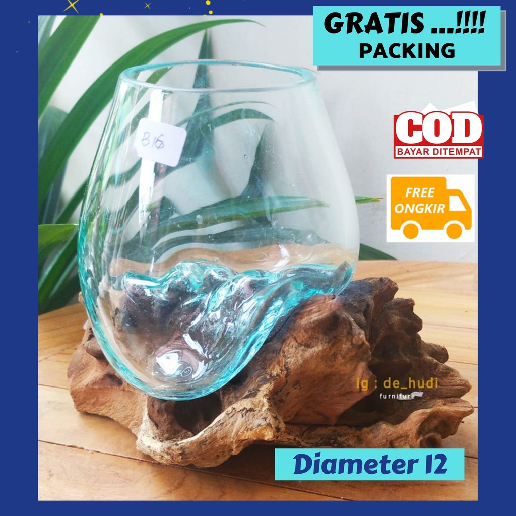 AKUARIUM IKAN CUPANG - SIZE L / AQUASCAPE / AQUARIUM KAYU GLASSWOOD POT KACA TIUP