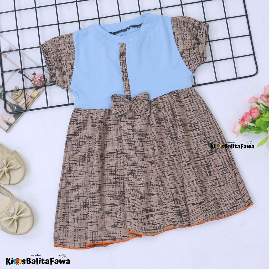 Dress Jasmine size 1-2 Tahun / Baju Pita Gaun Ballita Dres Anak Perempuan Murah Lengan Adem Grosir