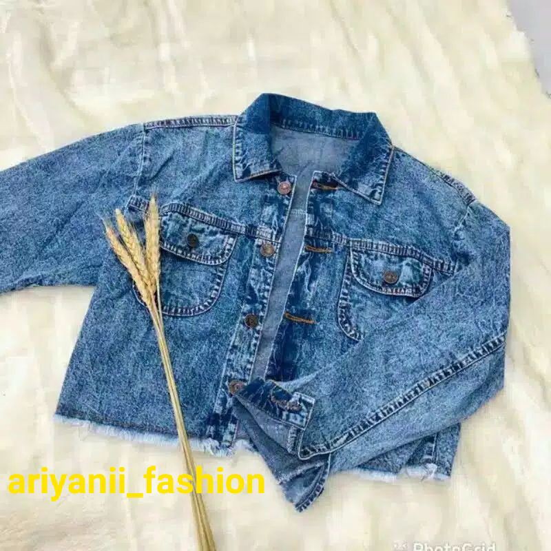 JAKET JEANS CROP WANITA CEWEK CEWE RAWIS Jaket JINS DENIM murah