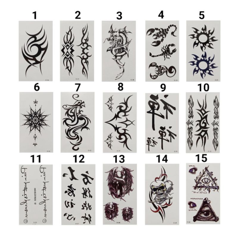 

TATTOO STICKER WATERPROOF / UKURAN 10 CM x 6 CM / HARGA SATUAN