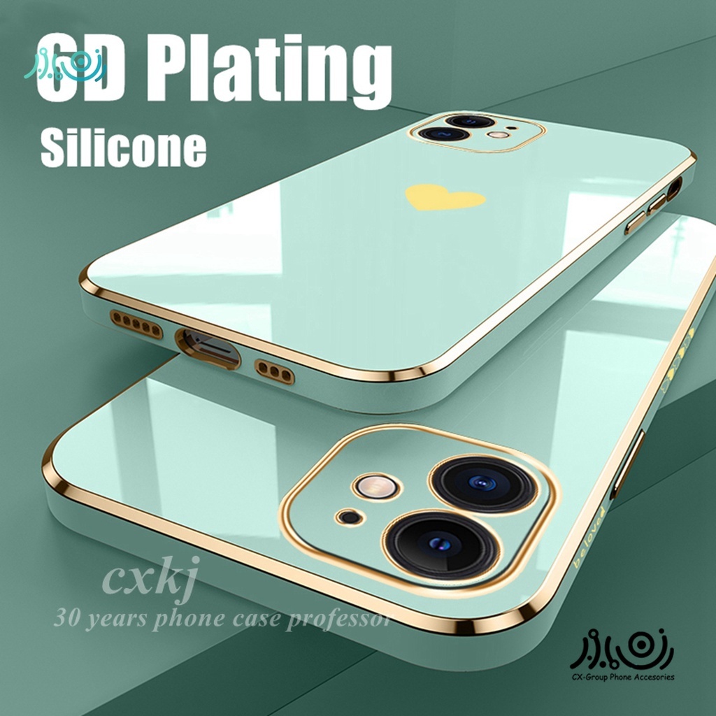 6D Plating phone case for iPhone X XS MAX XR 11 Pro 6+ 6s plus  Electroplated Love Heart silicone shockproof case camera protector back cover