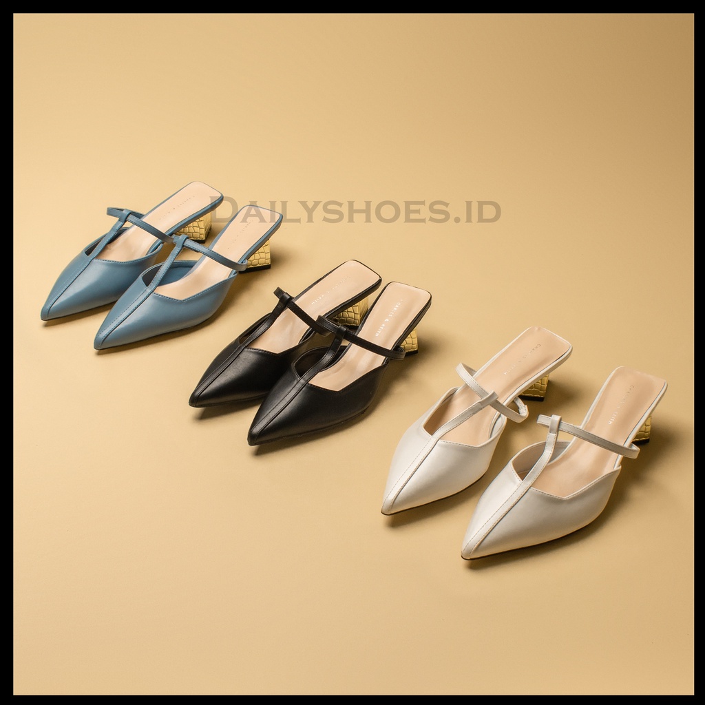 Sepatu CK 384 / Sandal / Sendal Wanita Import Slip On White / Black / Blue Pesta Kondangan Kekinian Korea Style Kualitas Premium Murah CK384 by Dailyshoes_id