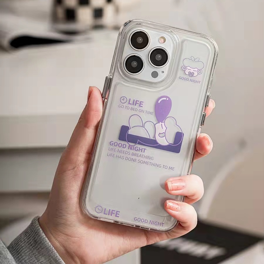 Case Akrilik Transparan 13 Pro 13prm Motif Kartun Villain Ungu Untuk iPhone 11 7Plus 8Plus Xr XS 13 12 Pro Max