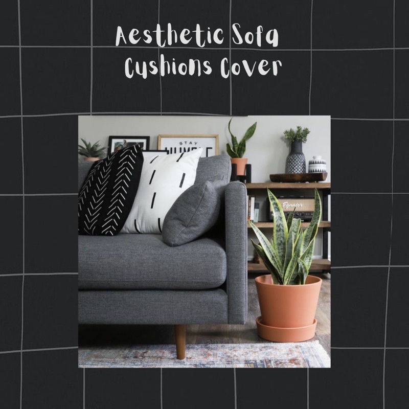 @sweetdecor.id Aesthetic Sofa Cushions Cover [Sarung Bantal Sofa Polos & Kotak-Kotak Kain Microtex]