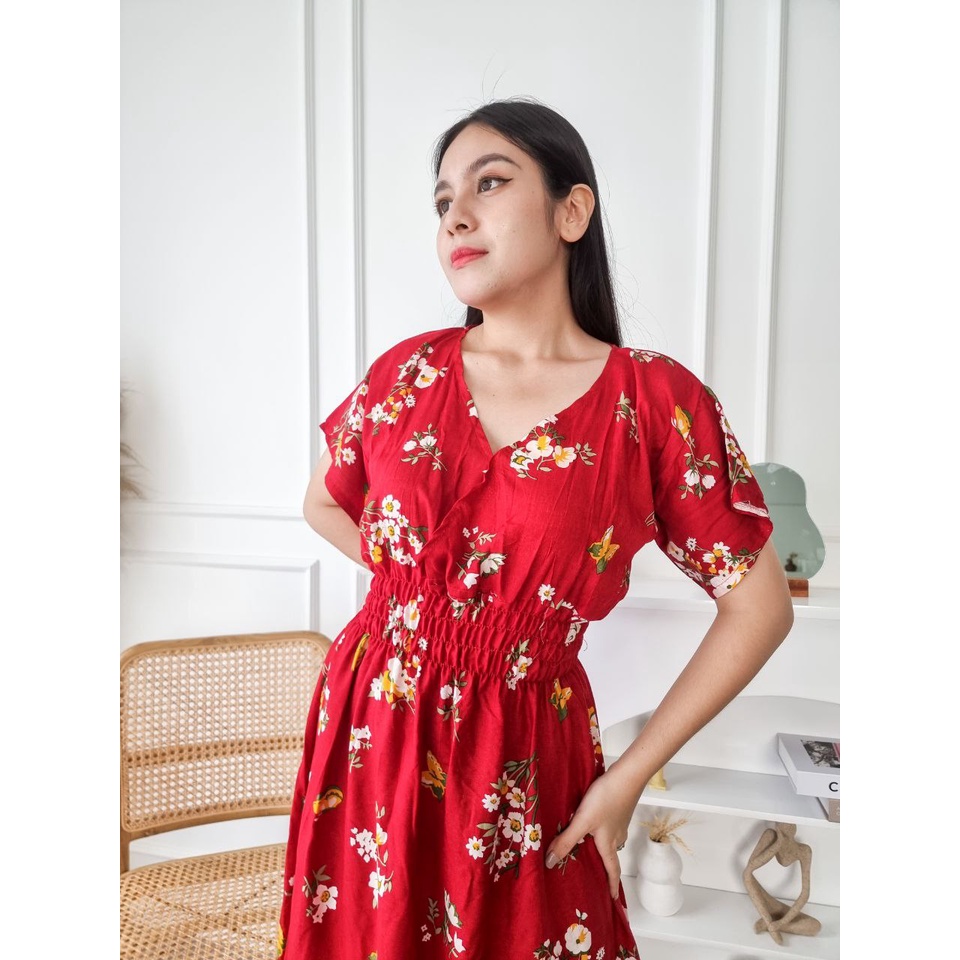 Daster Putri Bali [DPB] Dress Daster Kezia Panjang Motif Farfalla Bunga Bisa COD