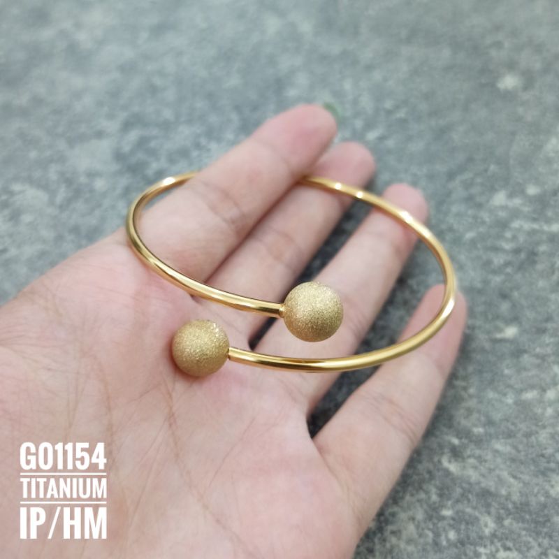 Gelang Titanium Bangle Bola Boba Gold G01154