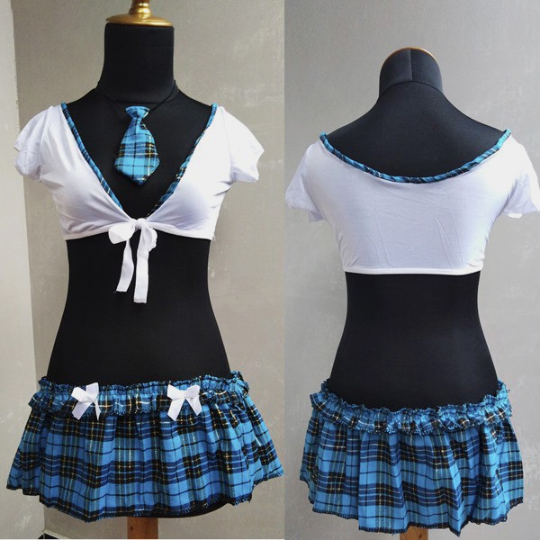 Sexy Lingerie Cosplay School Girl Costume Lingerie Seksi Kotak