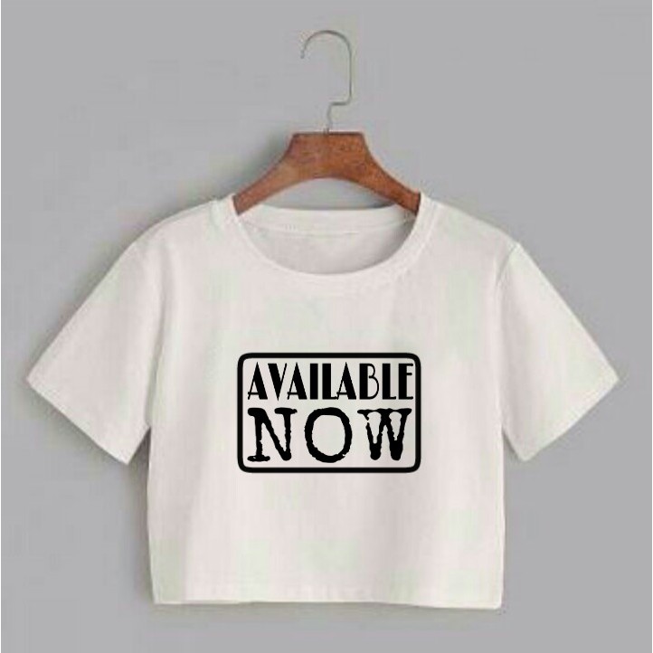 AVAILABLE NOW CROP TOP WANITA TULISAN LAGI HITS