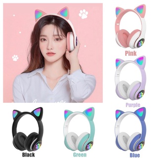 Jual Headset Bluetooth Motif Telinga Kucing STN Headphone Cat Ear Pink