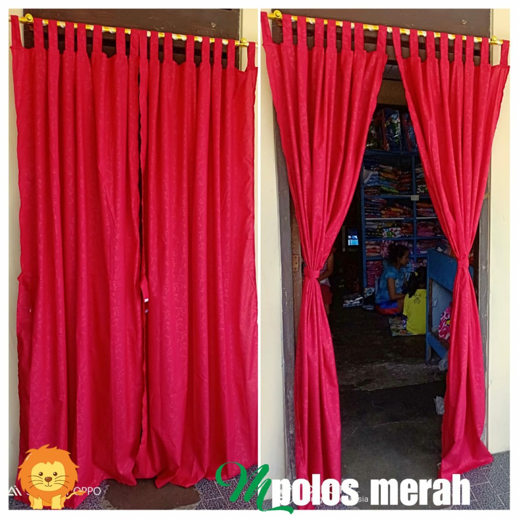 Korden Emboss Polos Merah Murah Model Tali Rekatan Ukuran 120x200 - Red Emboss