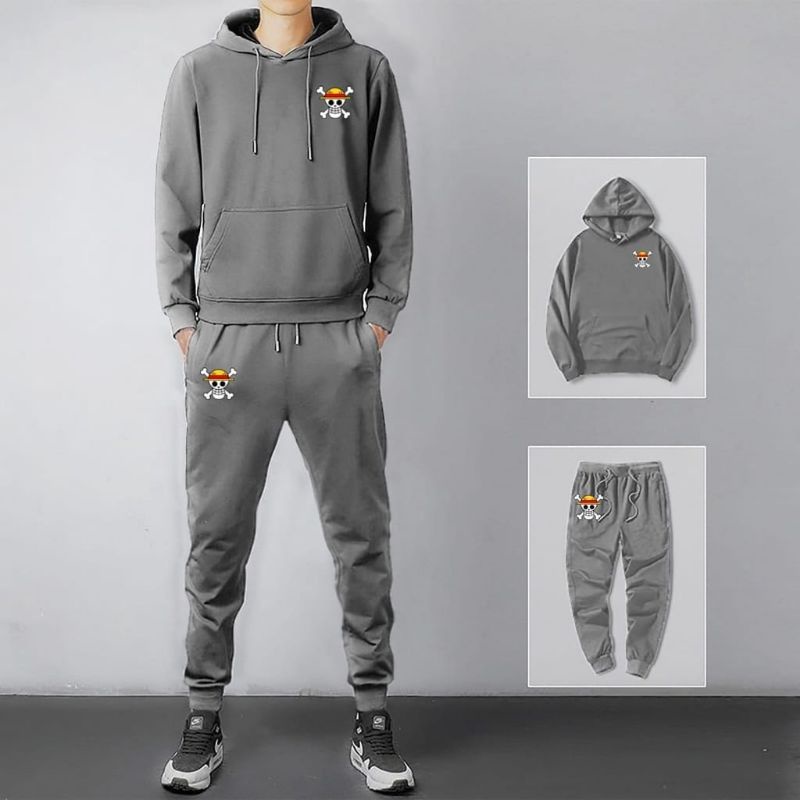 STELAN ( LUFFY ) STELAN PRIA DEWASA 1 SET SWEATER HODDIE + CELANA PANJANG JOGGER