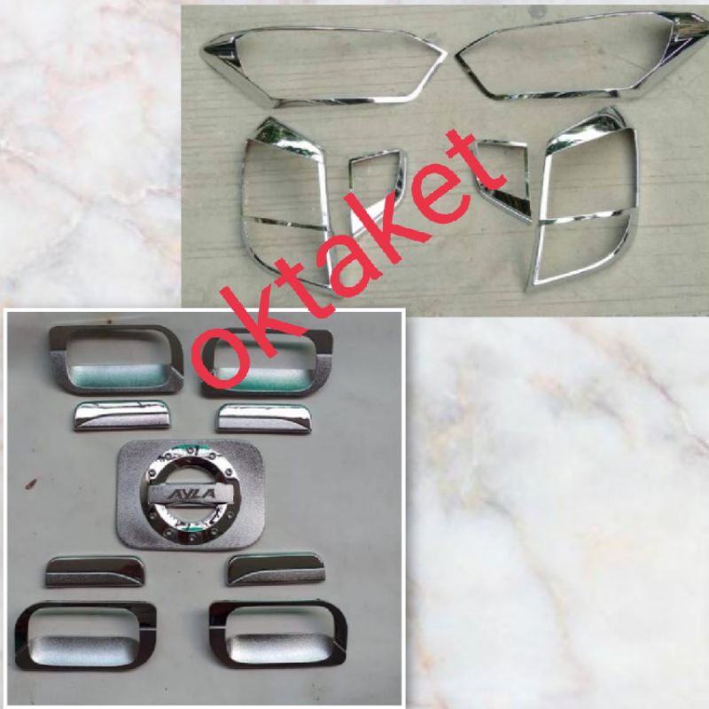 paket lengkap Agya Ayla 2017-2021 garnish depan belakang outer handle tank cover chrome