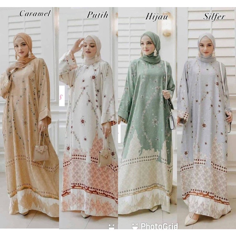 Gamis Lebaran Helena Maxmara Silk Premium Mewah Elegan Busui Model Terbaru 2022 Fashion Wanita Musli