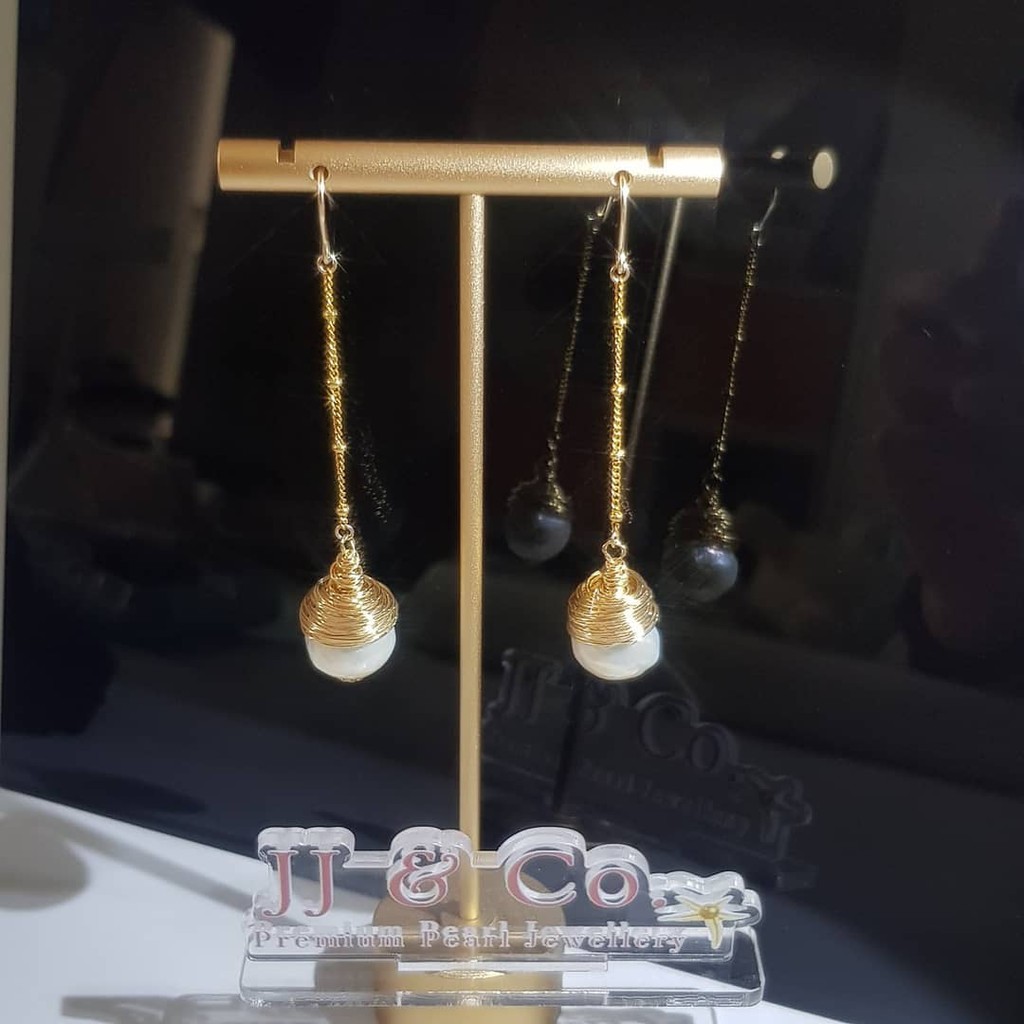 Anting Mutiara Barok Air Tawar + Emas suasa + 18k // 11-12mm White-Pink