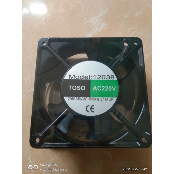 FAN TOSO 12CM + JARING BESI AC 220-240V BALL BEARING PENGGANTI FAN ORIX