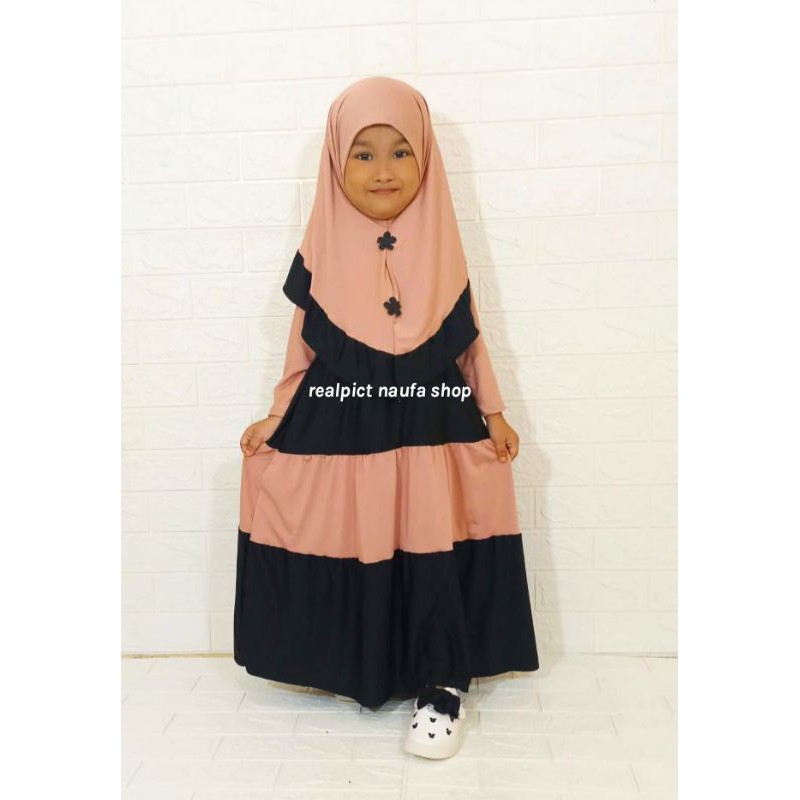 Gamis Jersey Anak 3-5 tahun / gamis terbaru /gamis renda / gamis canda susun