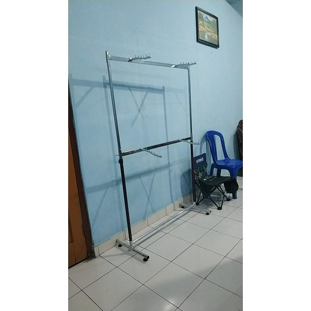 Hanger Gawang 2 Tingkat / Gantungan Baju Besi 2 Tingkat (100 cm)