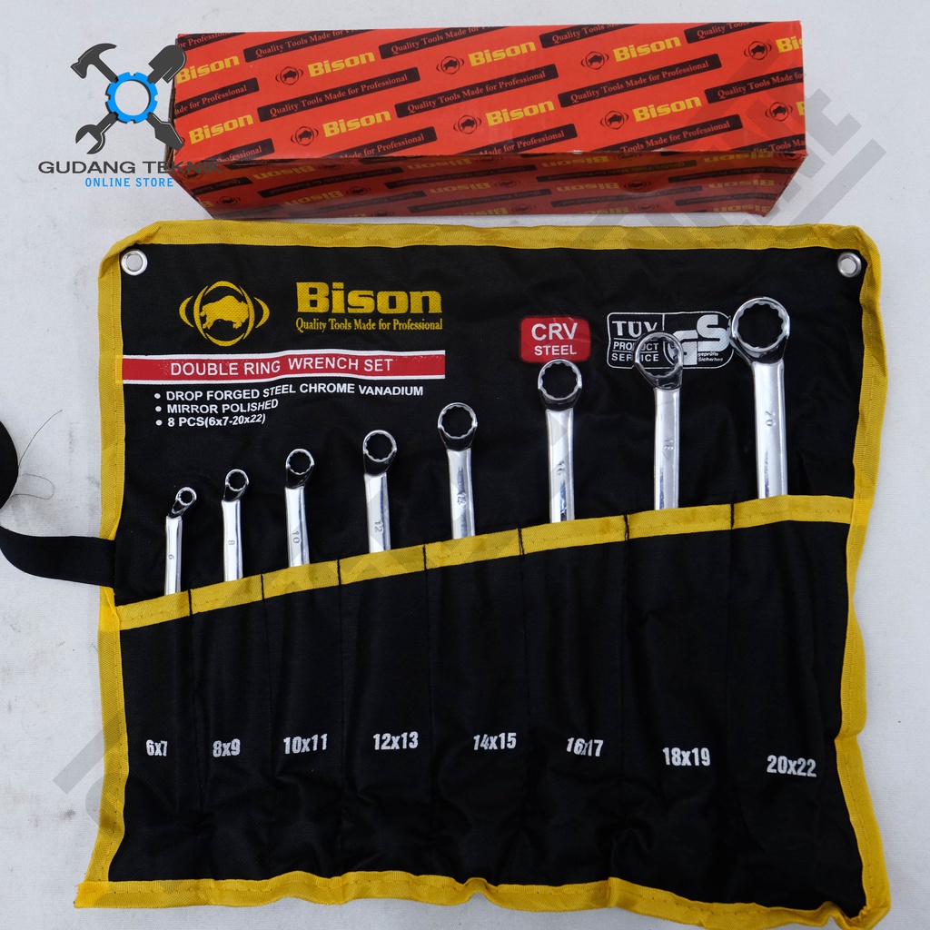 Kunci Ring 1 SET 8pcs 6-22mm Bison / Double Ring Wrench Set 8 pcs 6-22mm