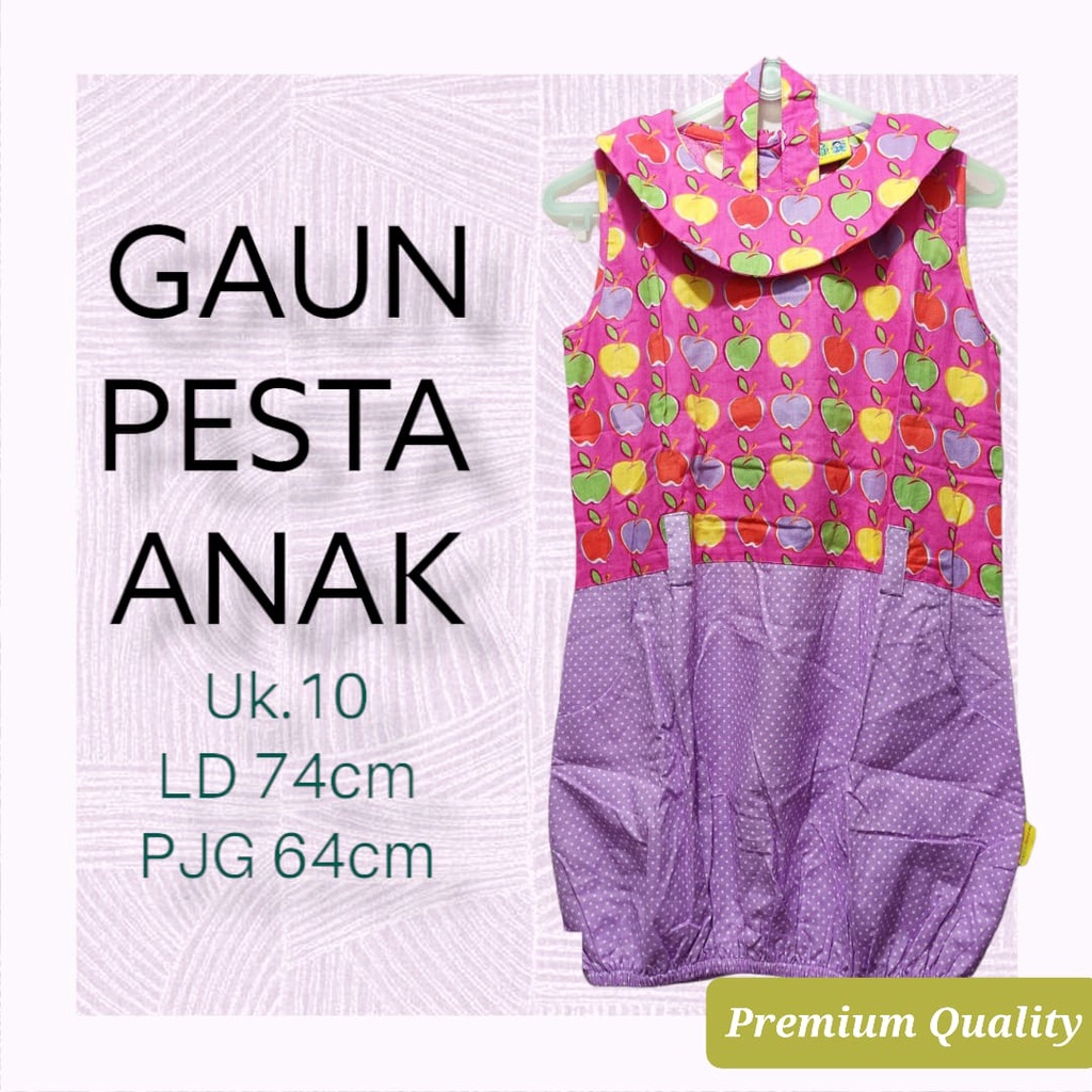 Dress Baju Pesta Anak Perempuan G-08 Dress Gaun Anak Katun Mewah Bahan Full Katun 100%