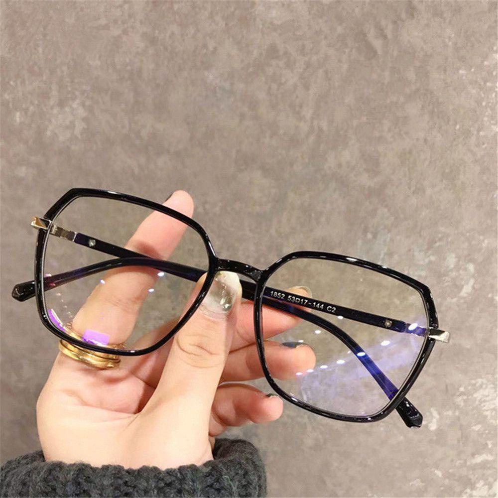 Populer Anti-Cahaya Biru Kacamata Wanita Oversized Poligon Vintage Ultra Light Frame