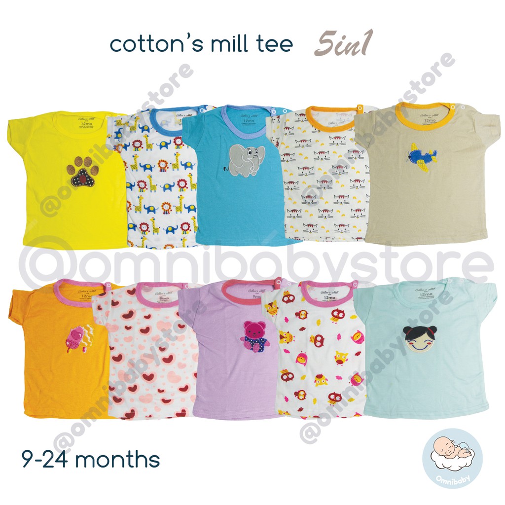 cotton's mill kaos lengan pendek bayi laki-laki/ bayi perempuan 5in1 (SNI)