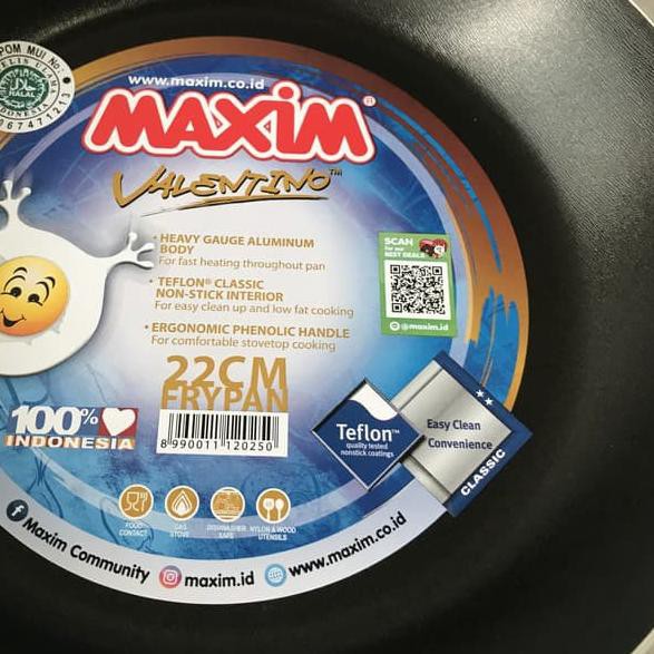 ✭ WAJAN 22CM PENGGORENGAN TEFLON MAXIM VALENTINO FRYPAN 22 CM ☜