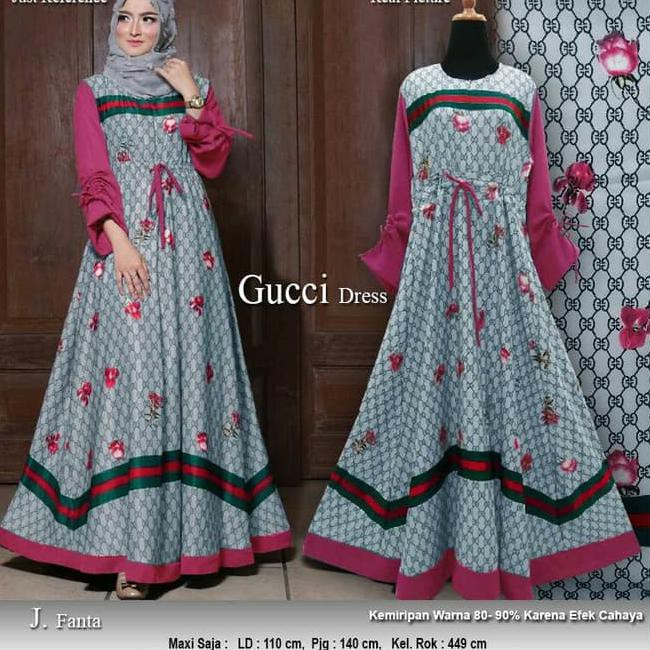 BAJU BUSANA MUSLIM WANITA GAMIS SYARI PESTA GUCCI TERBARU TRENDY