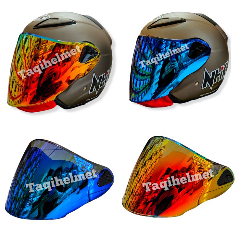Visor Kaca Helm Nhk R6 Pelangi & Silver