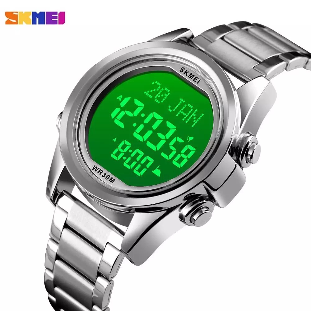 Jam Tangan Pria SKMEI 1667 Digital Watches Muslim Men Qibla Time Prayer Mens LED Daylight Islamic