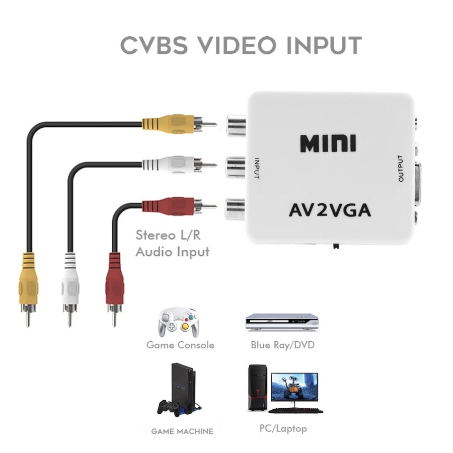 KONVERTER AV TO VGA / AV2VGA RCA TO VGA