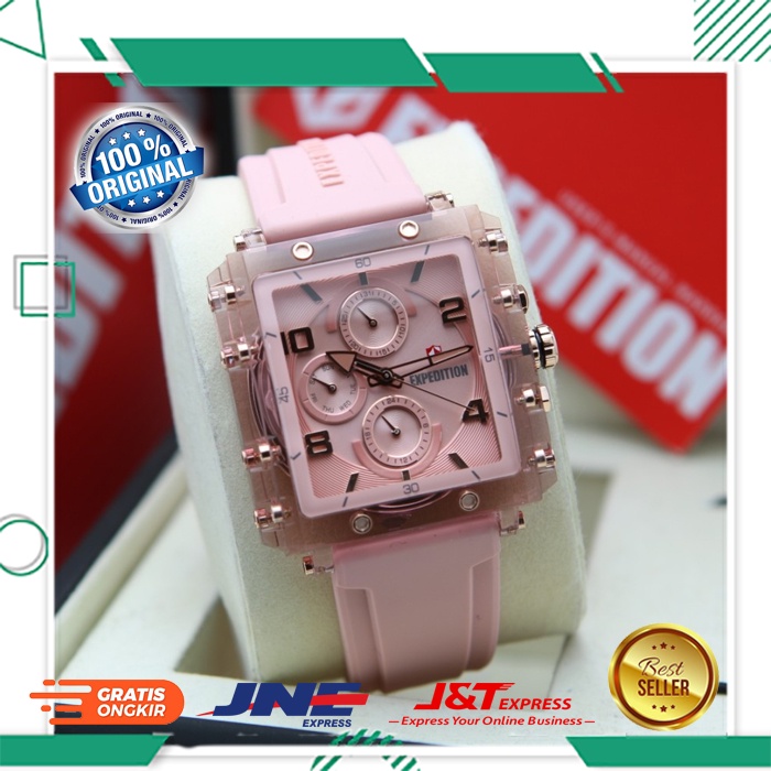 JAM TANGAN EXPEDITION WANITA CEWEK ORIGINAL ORI BRANDED ANALOG EXP E6808 SOFT PURPLE