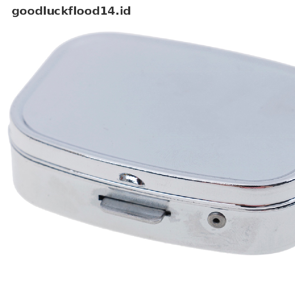 [OOID] 1Pc small metal round rectangular silver tablet pill box container medicine case ID