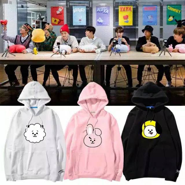 COD HOODIE SWEATER BTS BT21 VAN RJ COOKY CHIMMY MANG LOGO BESAR