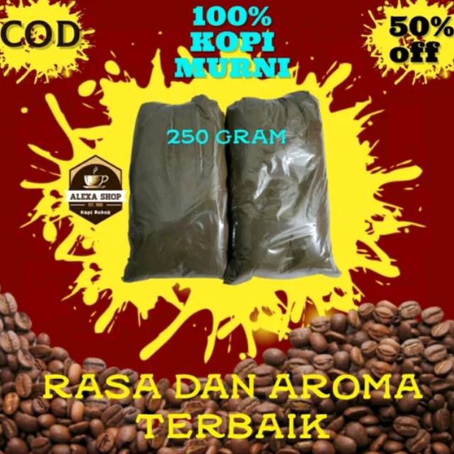 

KOPI BUBUK ROBUSTA GAYO EXCELSA HITAM ASLI MURNI LOKAL ORIGINAL/COFFE LANANG GAYO KILOAN 250 GRAM