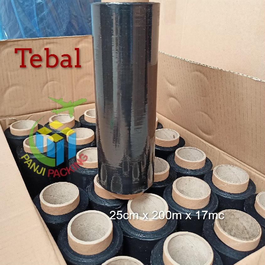 

YUZG Stretch FIlm Hitam 25cm x 200m Plastik Wrapping Tebal Plastic wrap Bungkus koper Bandara Black lpdy170
