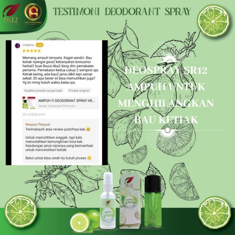 DEODORANT SPRAY TAWAS SR12 HERBAL / AMPUH PENGHILANG BAU BADAN PERMANEN / PEMUTIH KETIAK BPOM