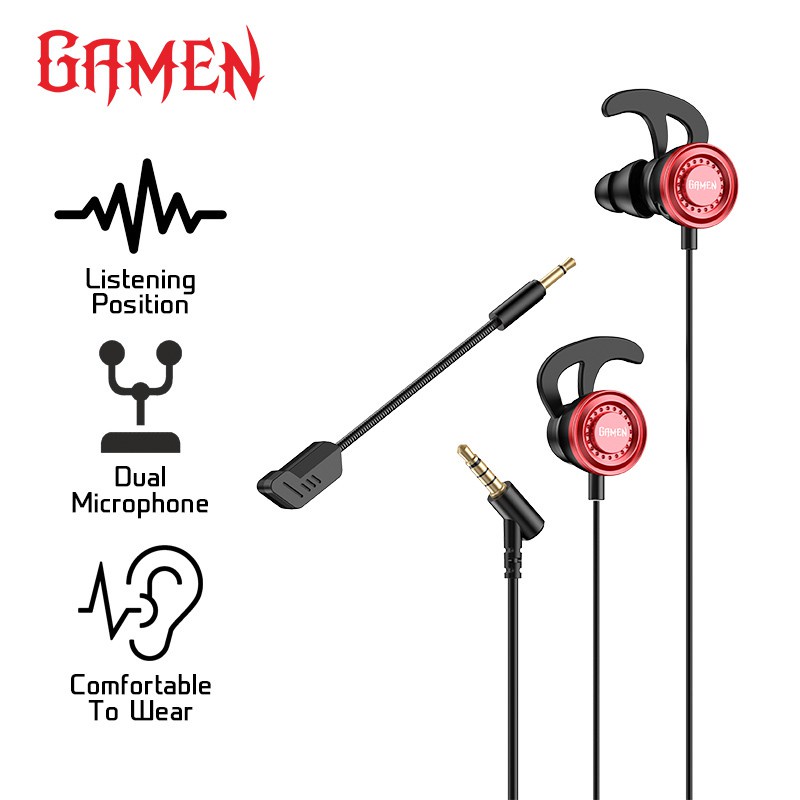 C   GAMEN GE200 Virtual Stereo Surround Sound In-ear Gaming Headset