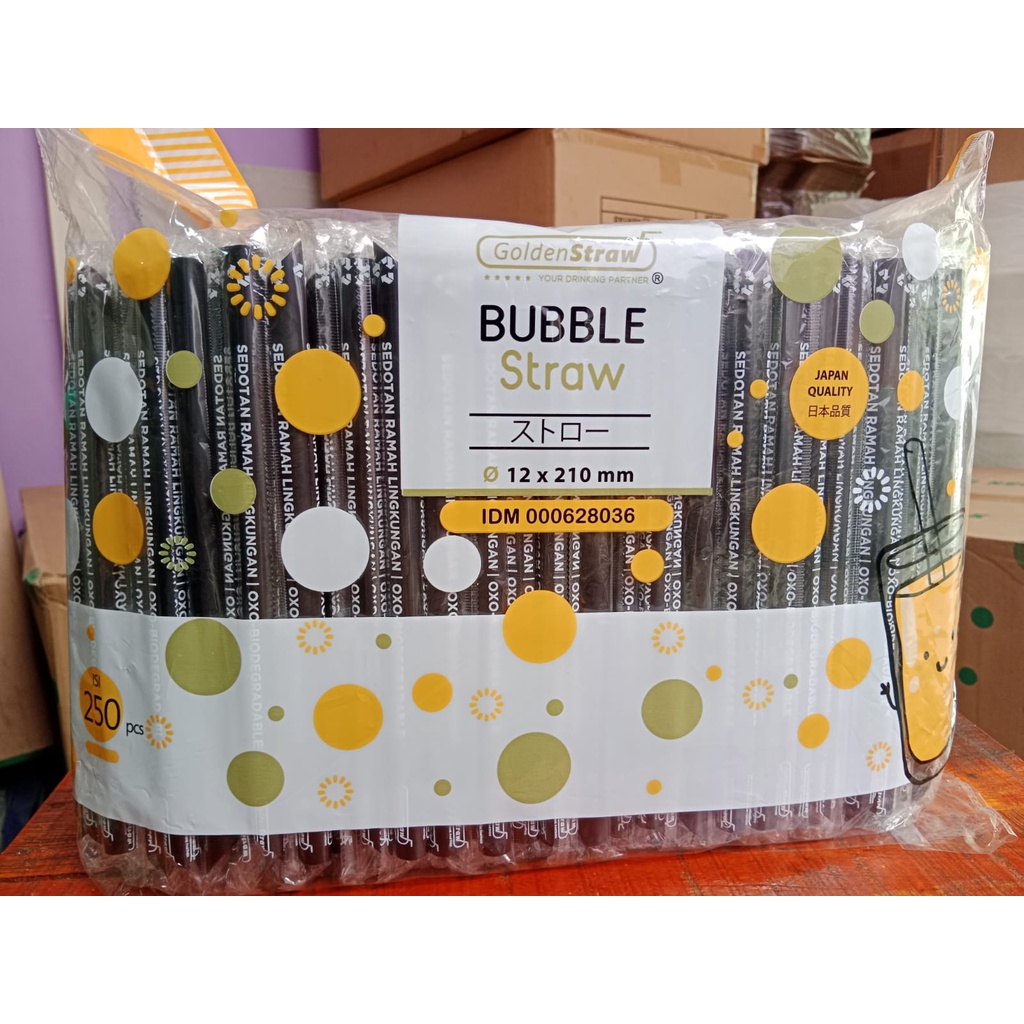 SEDOTAN BOBA OXO Golden Straw Steril (250pcs) 12x21 HITAM