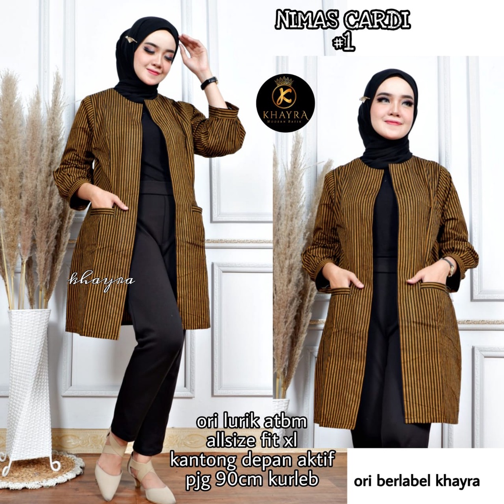 Atasan Wanita Cardigan Batik Lurik Fashion Muslim Kekinian