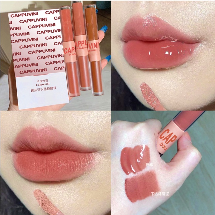 CAPPUVINI Dua Ujung Lip Cream Cermin Lipstik Watery Matte XX040