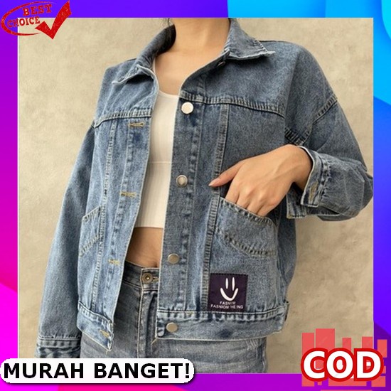 Dream Jaket Jeans Kekinian Jeket Denim Outer Levis Cewek Outwear Wanita Outerwear Jins Cewe Remaja (