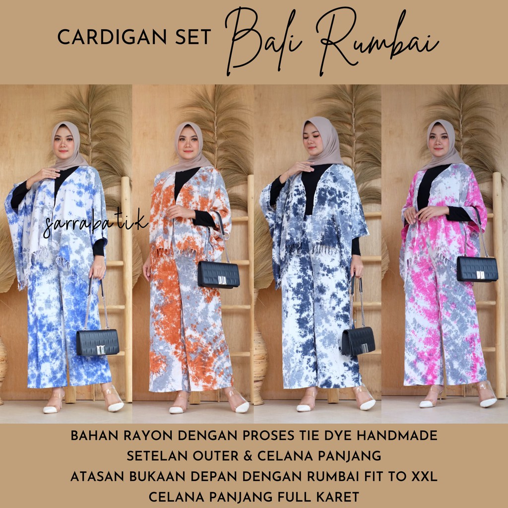 Cardigan Set Bali Rumbai Rayon Pantai Outer Batik Home Set Setelan Jumbo Muslim Casual Pesta Kantor