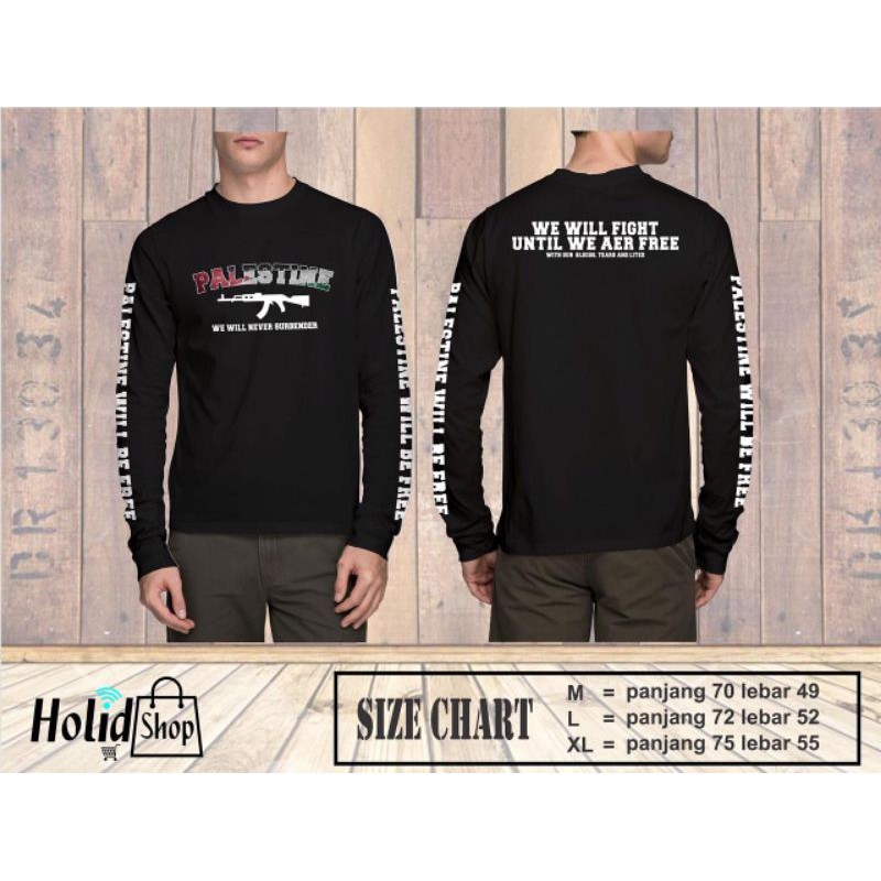 kaos pria Palestina/kaos pria hits/kaos pria pembela Palestina/kaos pria lengan panjang