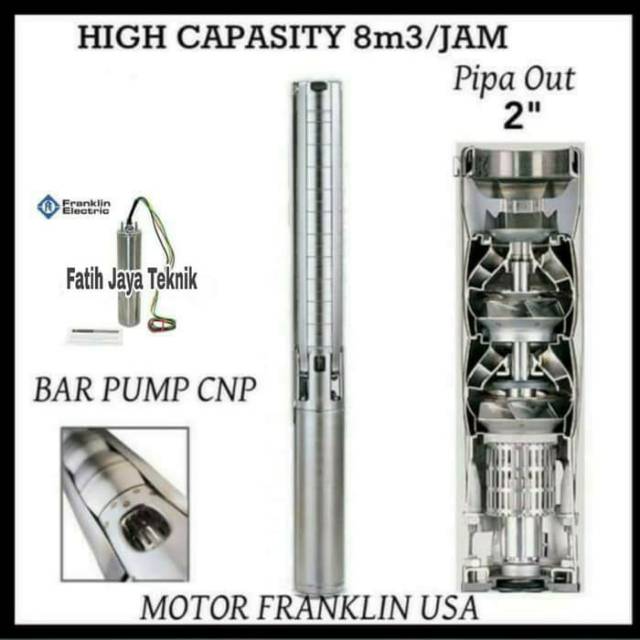 Pompa Submersible Body Pompa 4" CNP SJ-8 + Motor Franklin Satu Set C&W