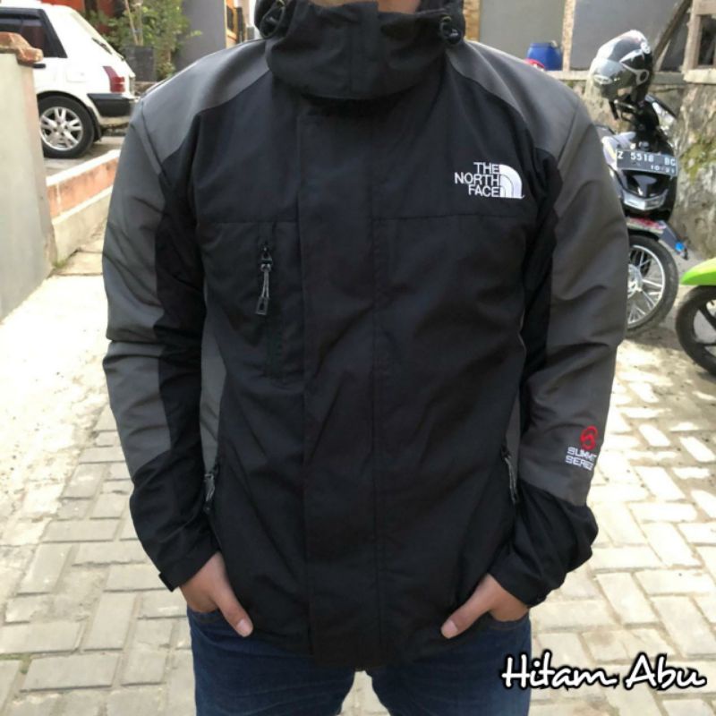 Jaket Tad Polos Murah / Jaket Gunung / Jaket Outdor Pria | Jaket Motor Harian | Jaket Couch-HITAM ABU SIDE