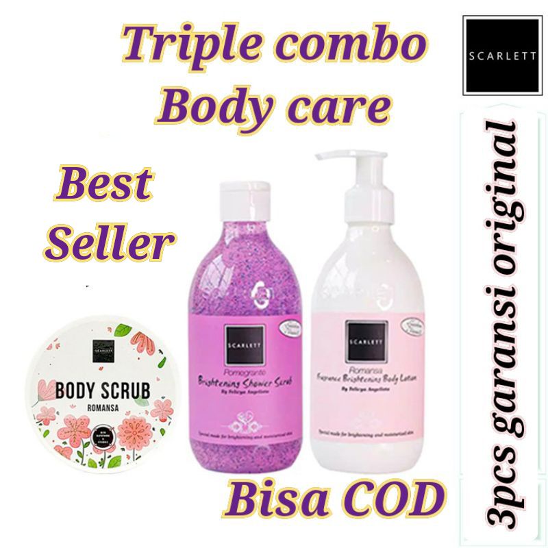 SCARLETT WHITENING PAKET BODY CARE 3 IN 1 ORIGINAL BY FELICY ANGELISTA SCARLETT SCARLET SCARLLET SEC