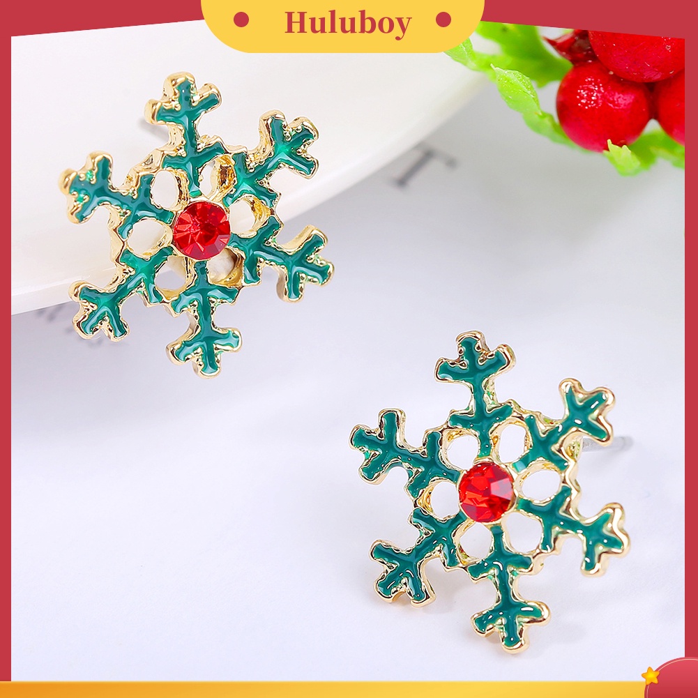 Hu Hu Hu Hu Hu Alat Bantu Pasang Kacamata♡ Anting Tusuk Wanita Bentuk Tongkat Permen Snowflake Untuk Pesta Natal