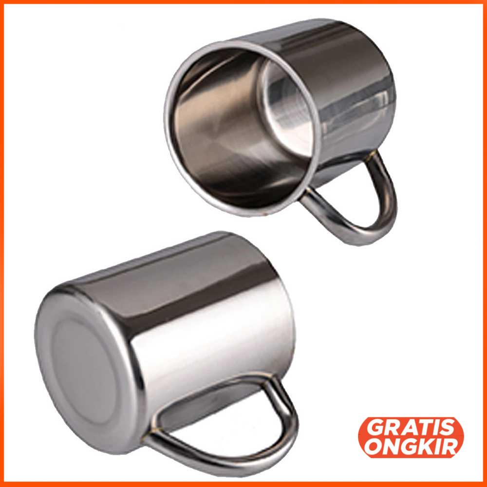 Gelas Cangkir Minum Stainless 320ml with Handle - MG031